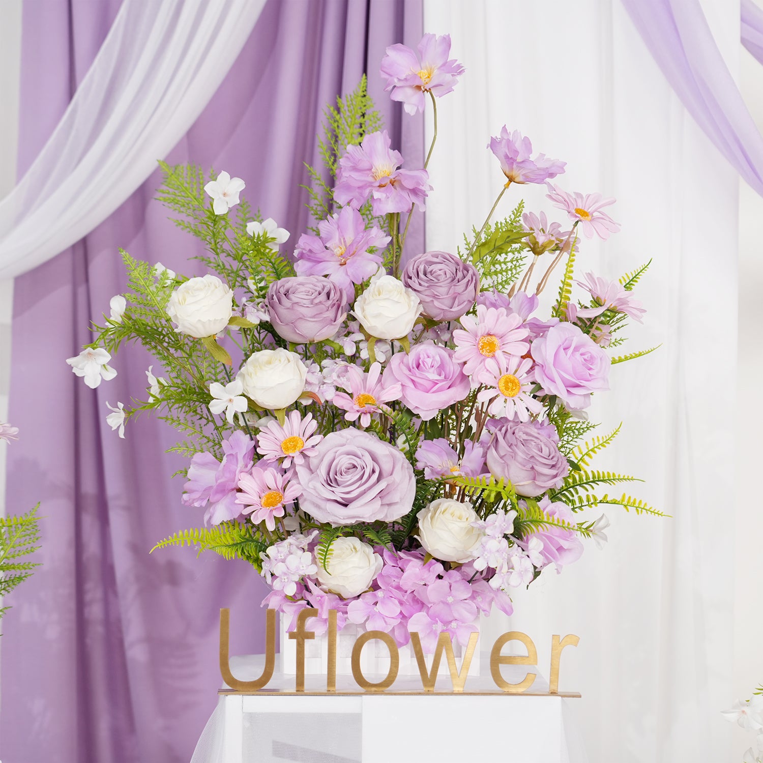 Artificial light purple Greenery Wedding Fence Flower Figure 3